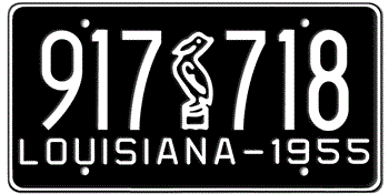 1955 LOUISIANA STATE LICENSE PLATE--EMBOSSED WITH YOUR CUSTOM NUMBER