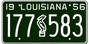 1956 LOUISIANA STATE LICENSE PLATE--