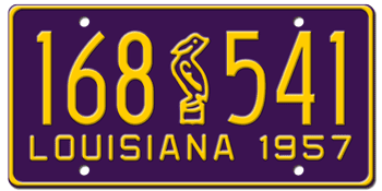 1957 LOUISIANA STATE LICENSE PLATE--EMBOSSED WITH YOUR CUSTOM NUMBER