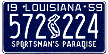 1959 LOUISIANA STATE LICENSE PLATE--