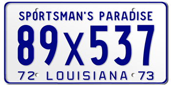 1972 LOUISIANA STATE LICENSE PLATE-- - This plate also used in 1973