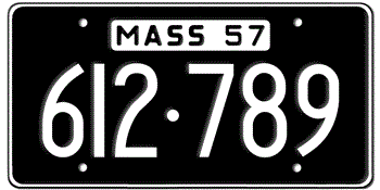 1957 MASSACHUSETTS STATE LICENSE PLATE - EMBOSSED WITH YOUR CUSTOM NUMBER - This plate was also used in 1958