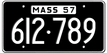 1957 MASSACHUSETTS STATE LICENSE PLATE