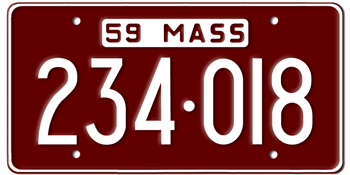 1959 MASSACHUSETTS STATE LICENSE PLATE