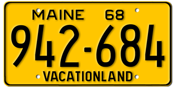 1968 MAINE STATE LICENSE PLATE--