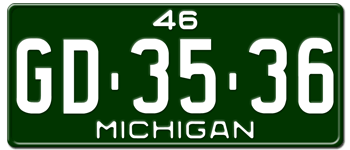 1946 MICHIGAN STATE LICENSE PLATE--