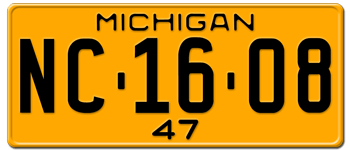 1947 MICHIGAN STATE LICENSE PLATE--