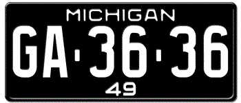 1949 MICHIGAN STATE LICENSE PLATE--