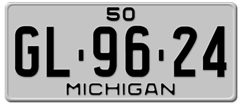 1950 MICHIGAN STATE LICENSE PLATE--EMBOSSED WITH YOUR CUSTOM NUMBER