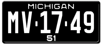 1951 MICHIGAN STATE LICENSE PLATE--