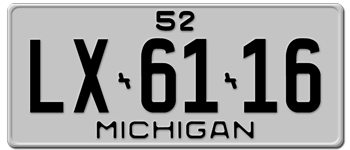 1952 MICHIGAN STATE LICENSE PLATE--EMBOSSED WITH YOUR CUSTOM NUMBER