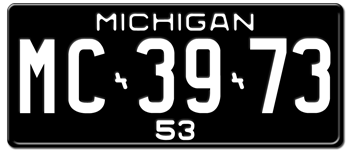 1953 MICHIGAN STATE LICENSE PLATE--EMBOSSED WITH YOUR CUSTOM NUMBER