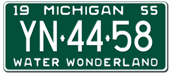 1955 MICHIGAN STATE LICENSE PLATE--