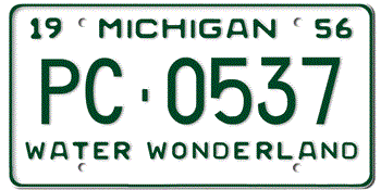 1956 MICHIGAN STATE LICENSE PLATE--EMBOSSED WITH YOUR CUSTOM NUMBER