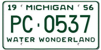 1956 MICHIGAN STATE LICENSE PLATE--