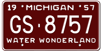 1957 MICHIGAN STATE LICENSE PLATE - 