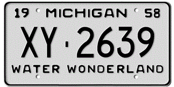 1958 MICHIGAN STATE LICENSE PLATE--