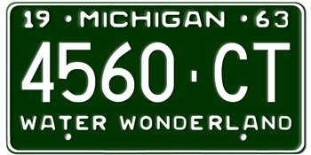 1963 MICHIGAN STATE LICENSE PLATE--EMBOSSED WITH YOUR CUSTOM NUMBER