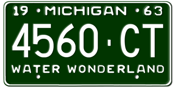 1963 MICHIGAN STATE LICENSE PLATE--