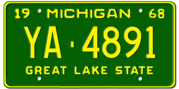 1968 MICHIGAN STATE LICENSE PLATE--