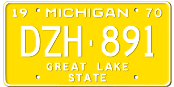 1970 MICHIGAN STATE LICENSE PLATE--