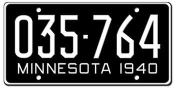 1940 MINNESOTA STATE LICENSE PLATE--