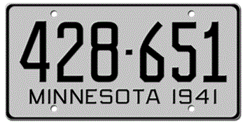 1941 MINNESOTA STATE LICENSE PLATE--EMBOSSED WITH YOUR CUSTOM NUMBER