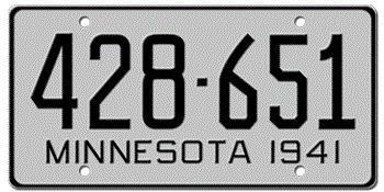 1941 MINNESOTA STATE LICENSE PLATE--