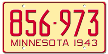 1943 MINNESOTA STATE LICENSE PLATE--