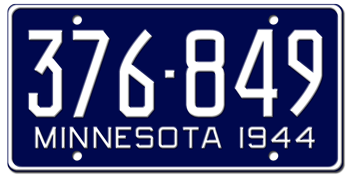 1944 MINNESOTA STATE LICENSE PLATE--EMBOSSED WITH YOUR CUSTOM NUMBER