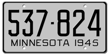 1945 MINNESOTA STATE LICENSE PLATE--