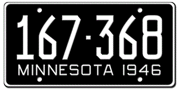 1946 MINNESOTA STATE LICENSE PLATE--EMBOSSED WITH YOUR CUSTOM NUMBER