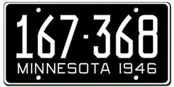 1946 MINNESOTA STATE LICENSE PLATE--