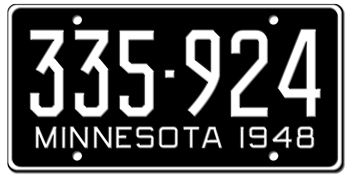 1948 MINNESOTA STATE LICENSE PLATE--EMBOSSED WITH YOUR CUSTOM NUMBER