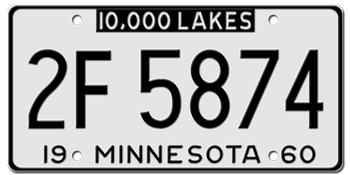 1960 MINNESOTA STATE LICENSE PLATE--