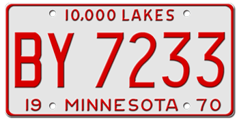 1970 MINNESOTA STATE LICENSE PLATE--EMBOSSED WITH YOUR CUSTOM NUMBER