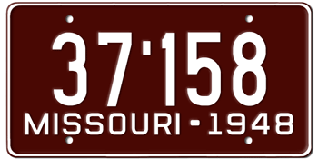 1948 MISSOURI STATE LICENSE PLATE - EMBOSSED WITH YOUR CUSTOM NUMBER