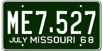 1968 MISSOURI STATE LICENSE PLATE--EMBOSSED WITH YOUR CUSTOM NUMBER