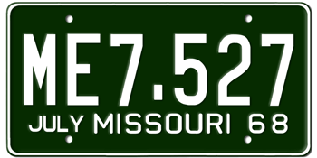 1968 MISSOURI STATE LICENSE PLATE--