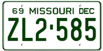1969 MISSOURI STATE LICENSE PLATE--EMBOSSED WITH YOUR CUSTOM NUMBER