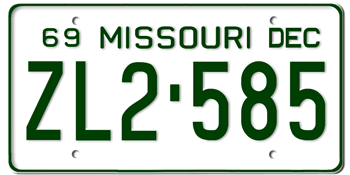 1969 MISSOURI STATE LICENSE PLATE--