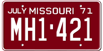 1971 MISSOURI STATE LICENSE PLATE--EMBOSSED WITH YOUR CUSTOM NUMBER