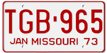 1973 MISSOURI STATE LICENSE PLATE--