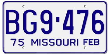 1975 MISSOURI STATE LICENSE PLATE--