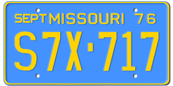 1976 MISSOURI STATE LICENSE PLATE--EMBOSSED WITH YOUR CUSTOM NUMBER
