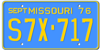 1976 MISSOURI STATE LICENSE PLATE--