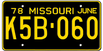 1978 MISSOURI STATE LICENSE PLATE--EMBOSSED WITH YOUR CUSTOM NUMBER