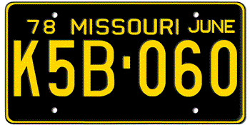 1978 MISSOURI STATE LICENSE PLATE--