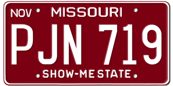 1980 MISSOURI STATE LICENSE PLATE--EMBOSSED WITH YOUR CUSTOM NUMBER - This plate also used in years 81, 82, 83, 84, 85, 86, 87, 88, 89, 90, 91, 92, 93, and at least through 1994.