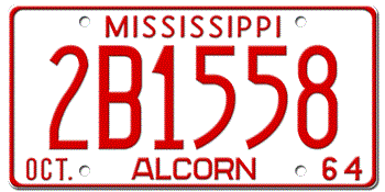 1964 MISSISSIPPI STATE LICENSE PLATE--